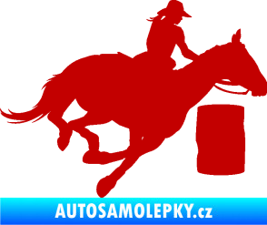 Samolepka Barrel racing 001 pravá cowgirl rodeo tmavě červená
