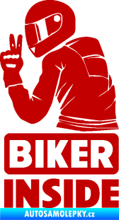 Samolepka Biker inside 003 levá motorkář tmavě červená