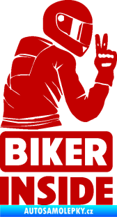 Samolepka Biker inside 003 pravá motorkář tmavě červená
