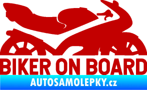 Samolepka Biker on board pravá motorka tmavě červená