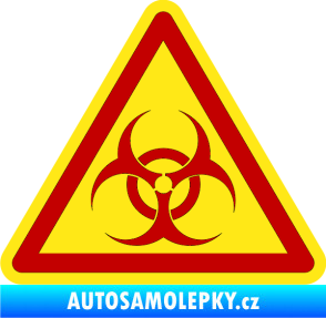 Samolepka Biohazard barevný trojúhelník tmavě červená