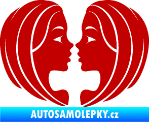 Samolepka Blíženci 002  tmavě červená