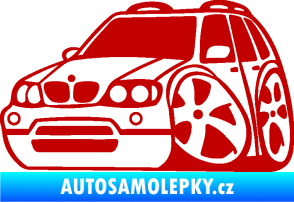 Samolepka BMW X5 karikatura levá tmavě červená
