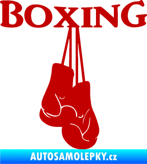 Samolepka Boxing nápis s rukavicemi tmavě červená