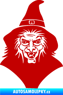 Samolepka Čarodějnice 002 pravá hlava s kloboukem tmavě červená