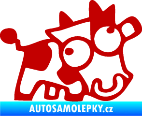 Samolepka Crazy cow pravá tmavě červená