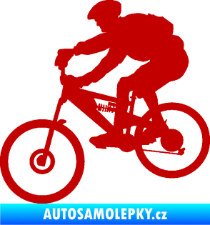 Samolepka Cyklista 009 levá horské kolo tmavě červená