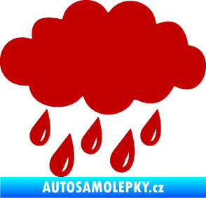 Samolepka Déšť 001 levá mrak a kapky tmavě červená