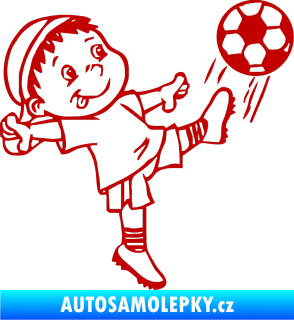 Samolepka Dítě v autě 022 pravá fotbalista s míčem tmavě červená