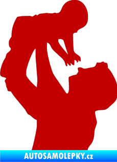 Samolepka Dítě v autě 026 levá miminko v náruči tmavě červená