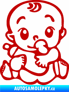 Samolepka Dítě v autě 069 levá mimčo s lahvičkou tmavě červená