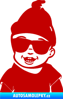 Samolepka Dítě v autě 081 levá chlapeček v brýlích tmavě červená