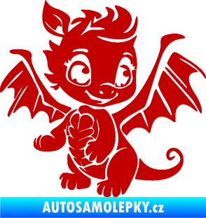 Samolepka Dragon 054 pravá roztomilý dráček tmavě červená