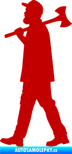 Samolepka Dřevorubec 002 levá tmavě červená