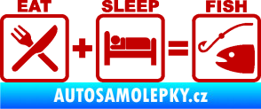 Samolepka Eat sleep fish tmavě červená