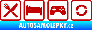 Samolepka Eat sleep game repeat hrát počítačové hry tmavě červená