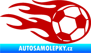 Samolepka Fotbalový míč 004 pravá v plamenech tmavě červená