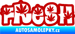 Samolepka Fresh 003 nápis s trávou tmavě červená