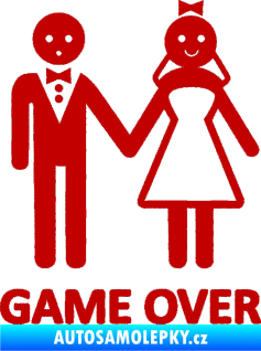 Samolepka Game over varianta svatba tmavě červená