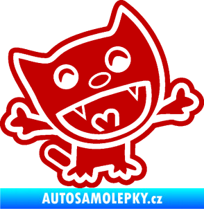 Samolepka Happy cat 002 pravá šťastná kočka tmavě červená