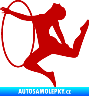 Samolepka Hula Hop 002 levá gymnastka s obručí tmavě červená
