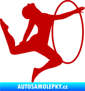 Samolepka Hula Hop 002 pravá gymnastka s obručí tmavě červená