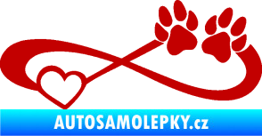 Samolepka Infinity 003 levá srdce a tlapky tmavě červená