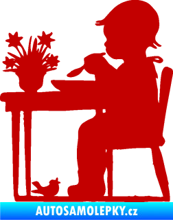 Samolepka Interiér 001 pravá dítě u stolečku tmavě červená