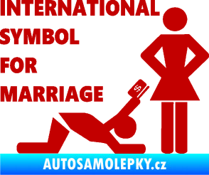 Samolepka International symbol for marriage tmavě červená