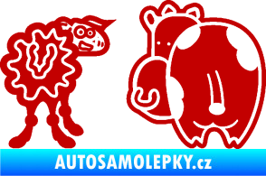 Samolepka JDM kravička a ovečka 002 pravá tmavě červená