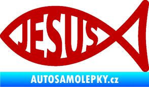 Samolepka Jesus rybička 003 křesťanský symbol tmavě červená