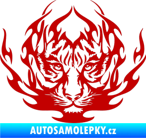 Samolepka Kapota 033 tygr v plamenech tmavě červená