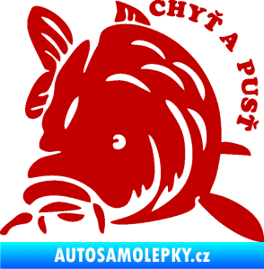 Samolepka Kapr 004 chyť a pusť levá tmavě červená