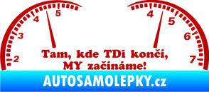 Samolepka Kde TDi končí jedna barva tmavě červená