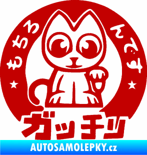 Samolepka Kočička lucky cat JDM 002  tmavě červená
