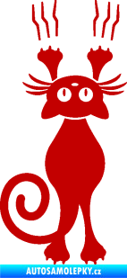 Samolepka Kočka 023 levá s drápanci tmavě červená
