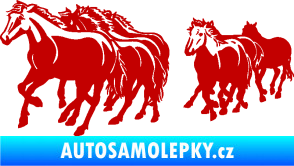 Samolepka Koníci 005 stádo levá tmavě červená