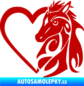 Samolepka Koník love 001 pravá hříbátko v srdíčku tmavě červená