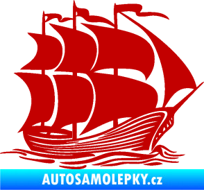Samolepka Koráb 002 pravá tmavě červená