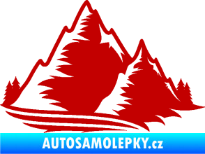Samolepka Krajina hory 003 pravá tmavě červená