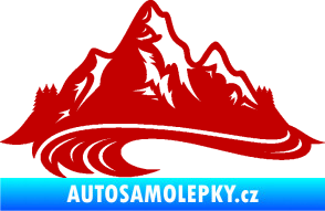 Samolepka Krajina hory 008 levá tmavě červená