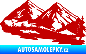Samolepka Krajina hory 012 pravá tmavě červená