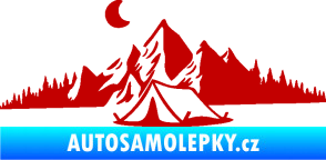 Samolepka Krajina hory 023 levá kempování tmavě červená