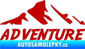 Samolepka Krajina hory 040 turistika, nápis Adventure tmavě červená