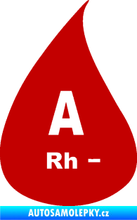Samolepka Krevní skupina A Rh- kapka tmavě červená