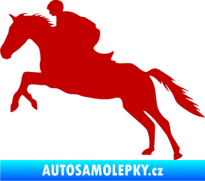 Samolepka Kůň 019 levá jezdec v sedle tmavě červená