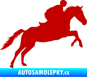Samolepka Kůň 019 pravá jezdec v sedle tmavě červená