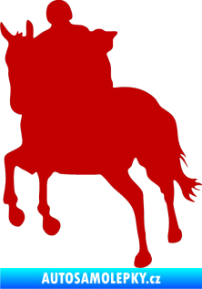Samolepka Kůň 021 levá s jezdcem tmavě červená