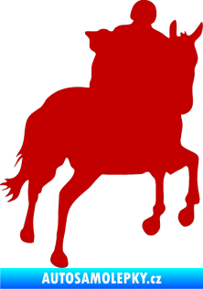 Samolepka Kůň 021 pravá s jezdcem tmavě červená