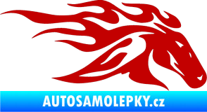 Samolepka Kůň 022 pravá hlava s plameny tmavě červená